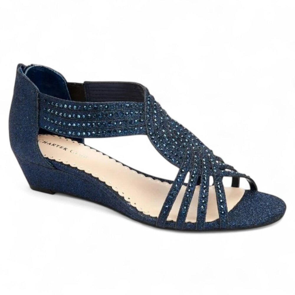 Charter Club Womens Ginifur Faux Leather Casual Wedge Sandals